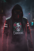Exoticool-System-Glitch-Alien-Streetwear-Tee-Masked-Figure-Cyberpunk-Street-Neon-Fog