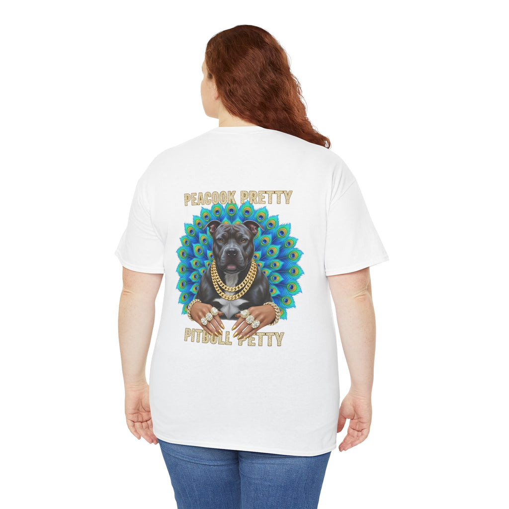Peacock Pretty Pitbull Tee — Bold Peacock & ‘Nicki’ Graphic T-Shirt