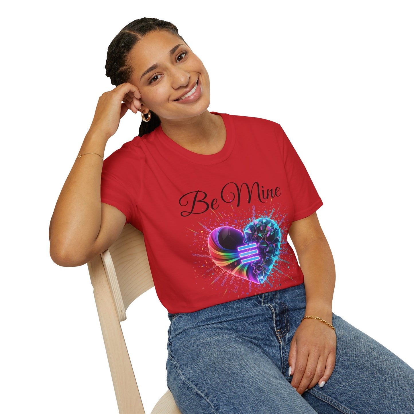 T-Shirt - "Be Mine" Rainbow Heart Equality Graphic Tee