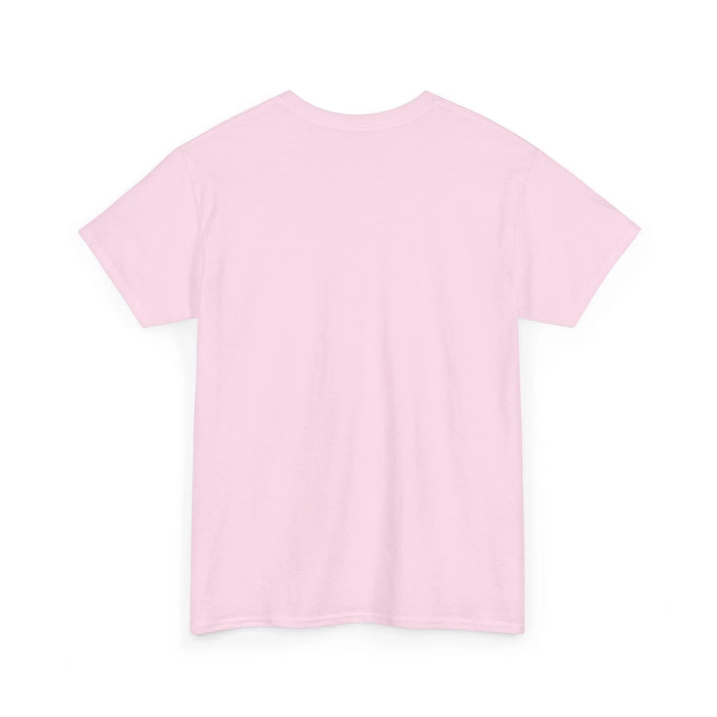 Back view of plain light pink cotton t-shirt on white background