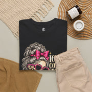 Iced Coffee & Big Plans black graphic T-shirt styled flat with coffee and casual accessories