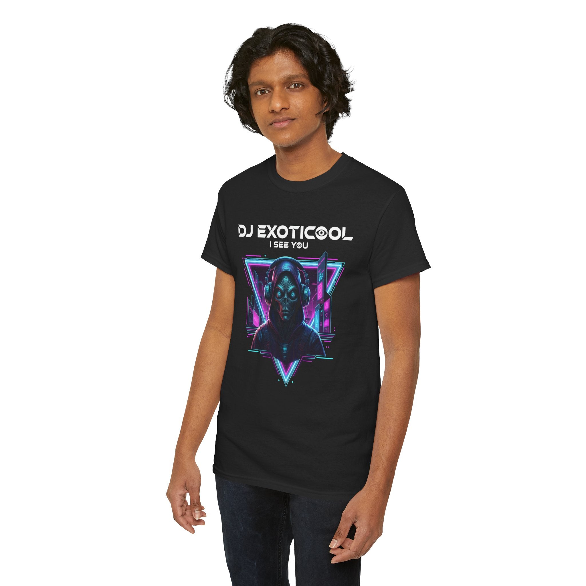 DJ Exoticool "I See You" Tee — Retro Cyberpunk Electronic Music T-Shirt