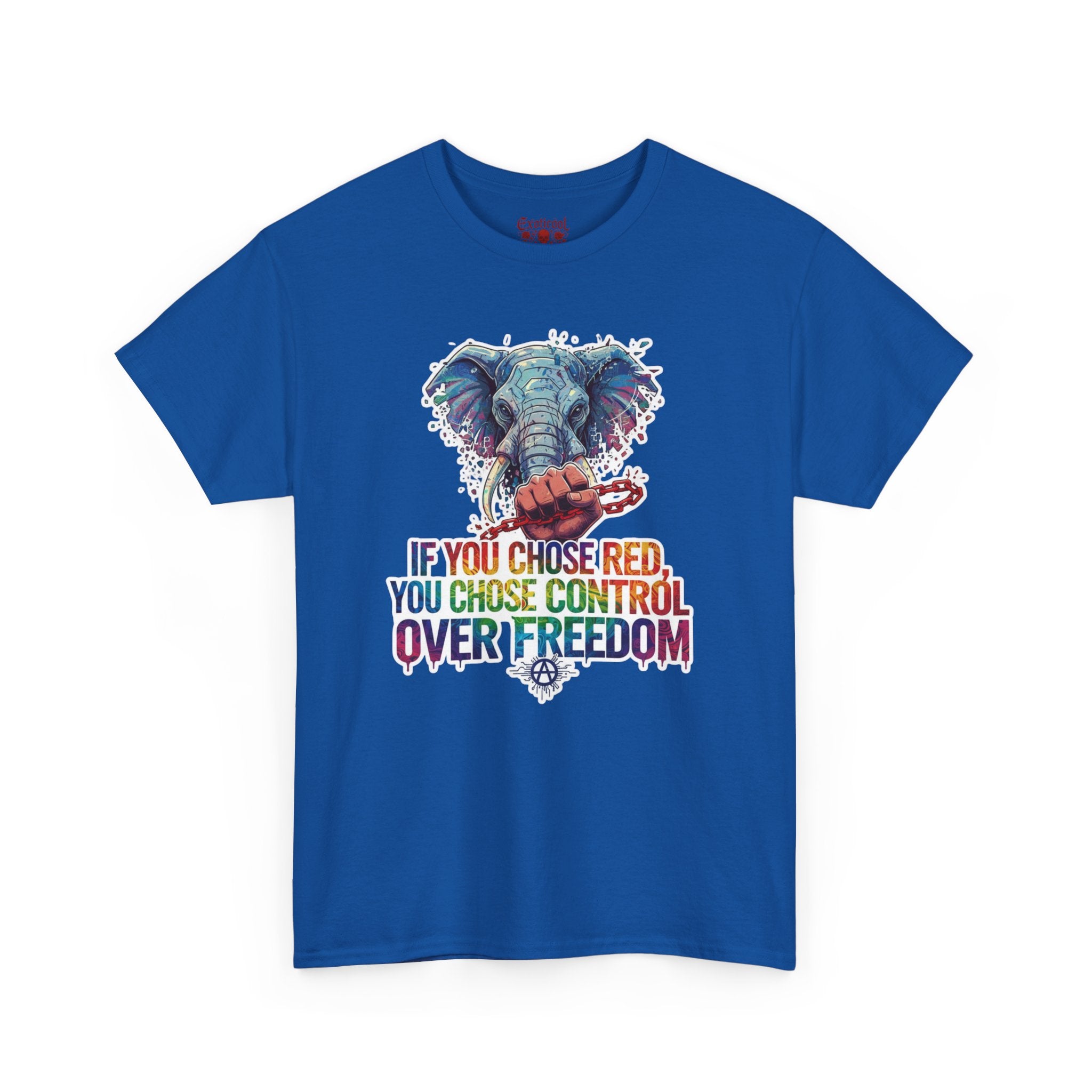 Elephant Freedom Tee — "If You Chose Red, You Chose Control Over Freedom" Graphic T-Shirt Royal