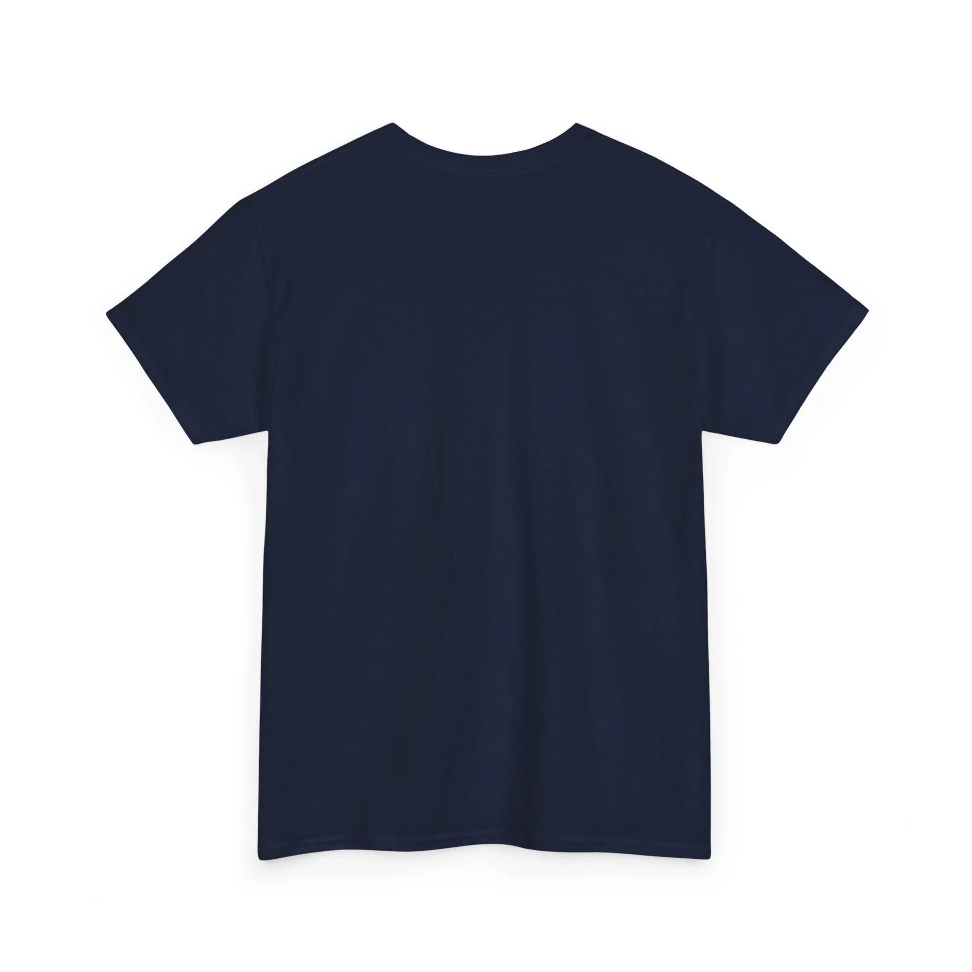 Plain navy blue t-shirt back view on white background