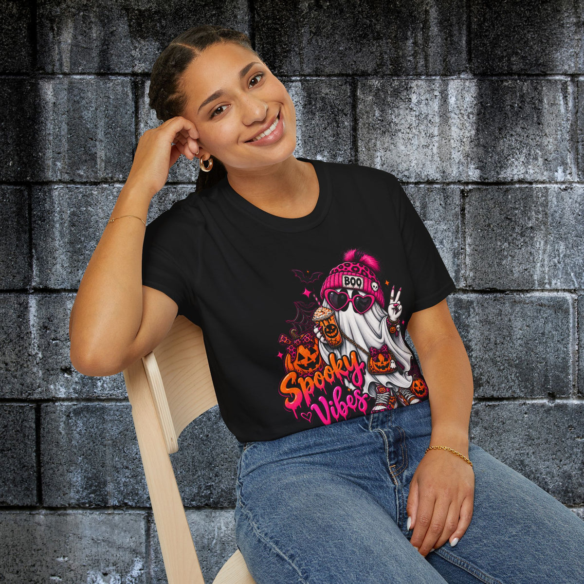 Spooky Vibes Ghost — Funny Halloween Graphic Tee