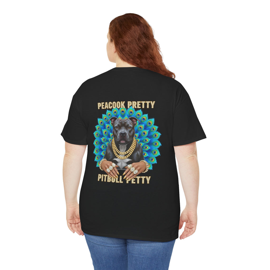 Peacock Pretty Pitbull Tee — Bold Peacock & ‘Nicki’ Graphic T-Shirt