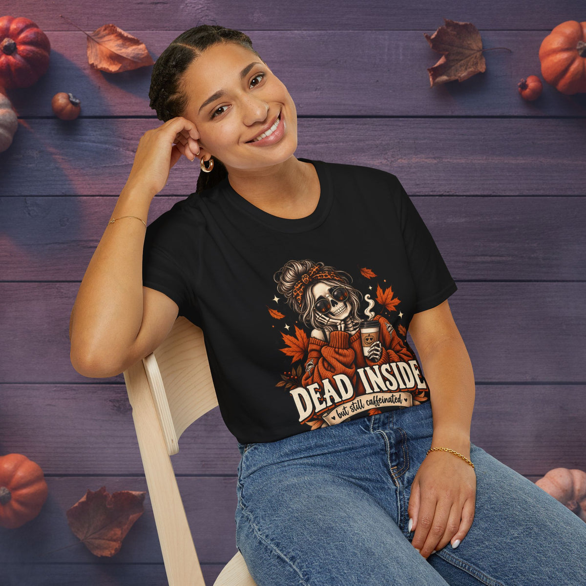 Dead Inside But Still Caffeinated — Halloween Graphic Tee