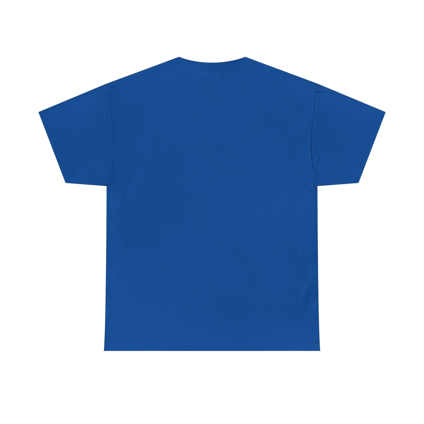 Plain royal blue unisex t-shirt flat lay, blank back, short sleeves cotton tee
