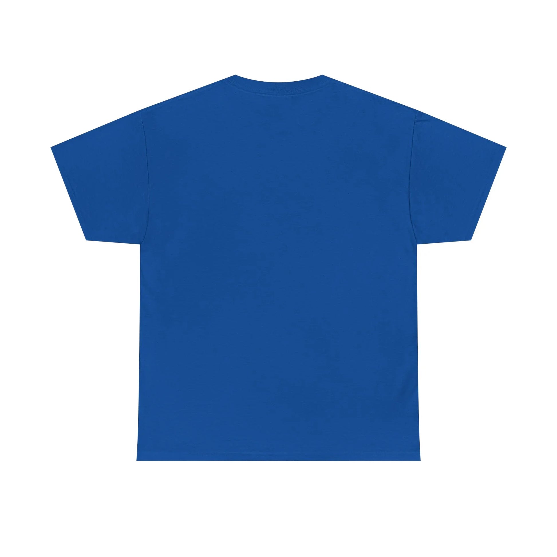 Plain royal blue unisex t-shirt flat lay, blank back, short sleeves cotton tee
