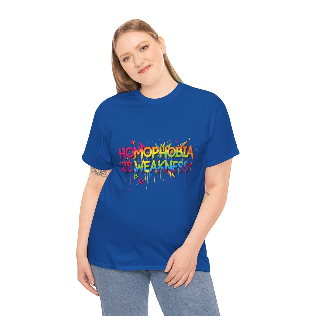 "Homophobia Is Weakness" Rainbow Graffiti T-Shirt