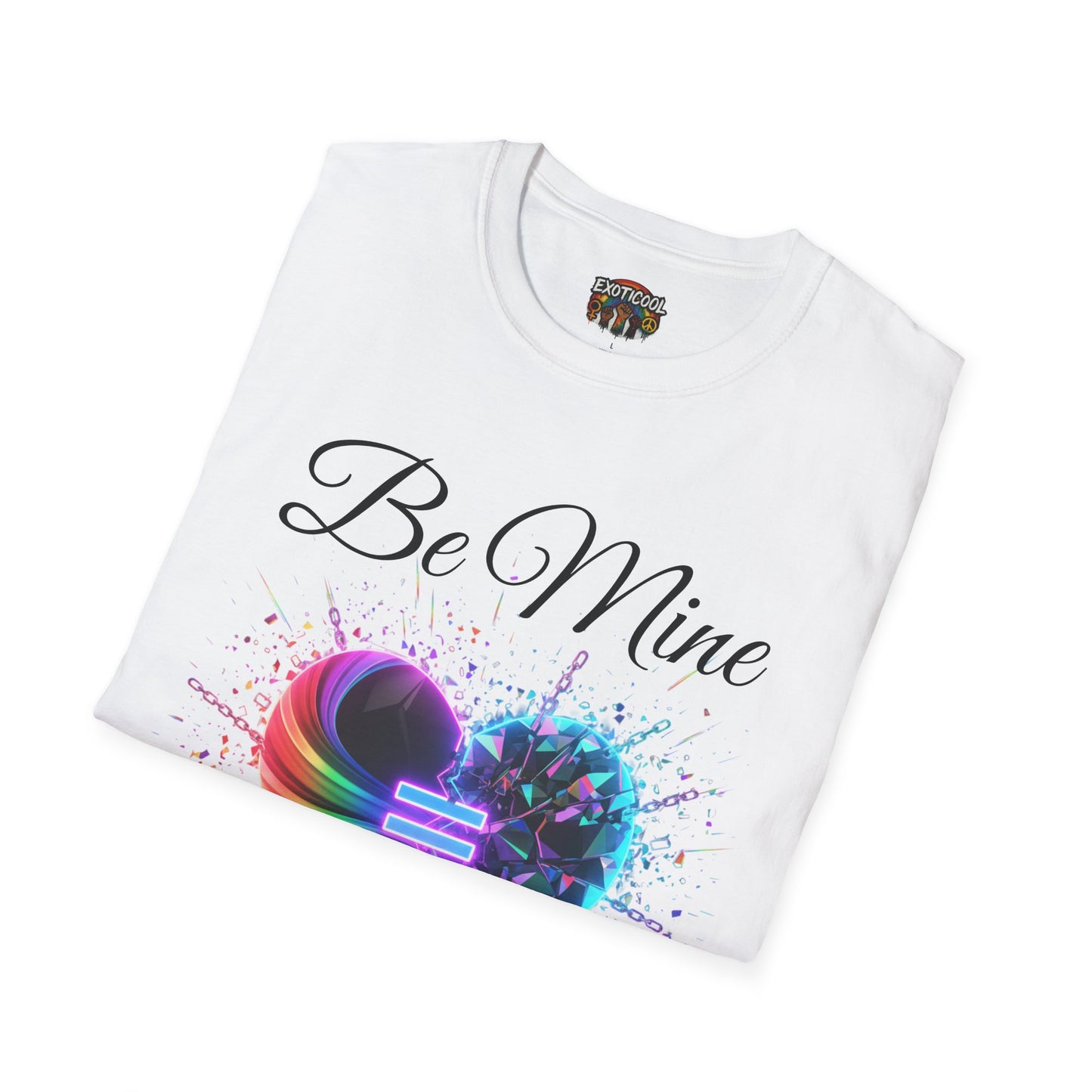 T-Shirt - "Be Mine" Rainbow Heart Equality Graphic Tee