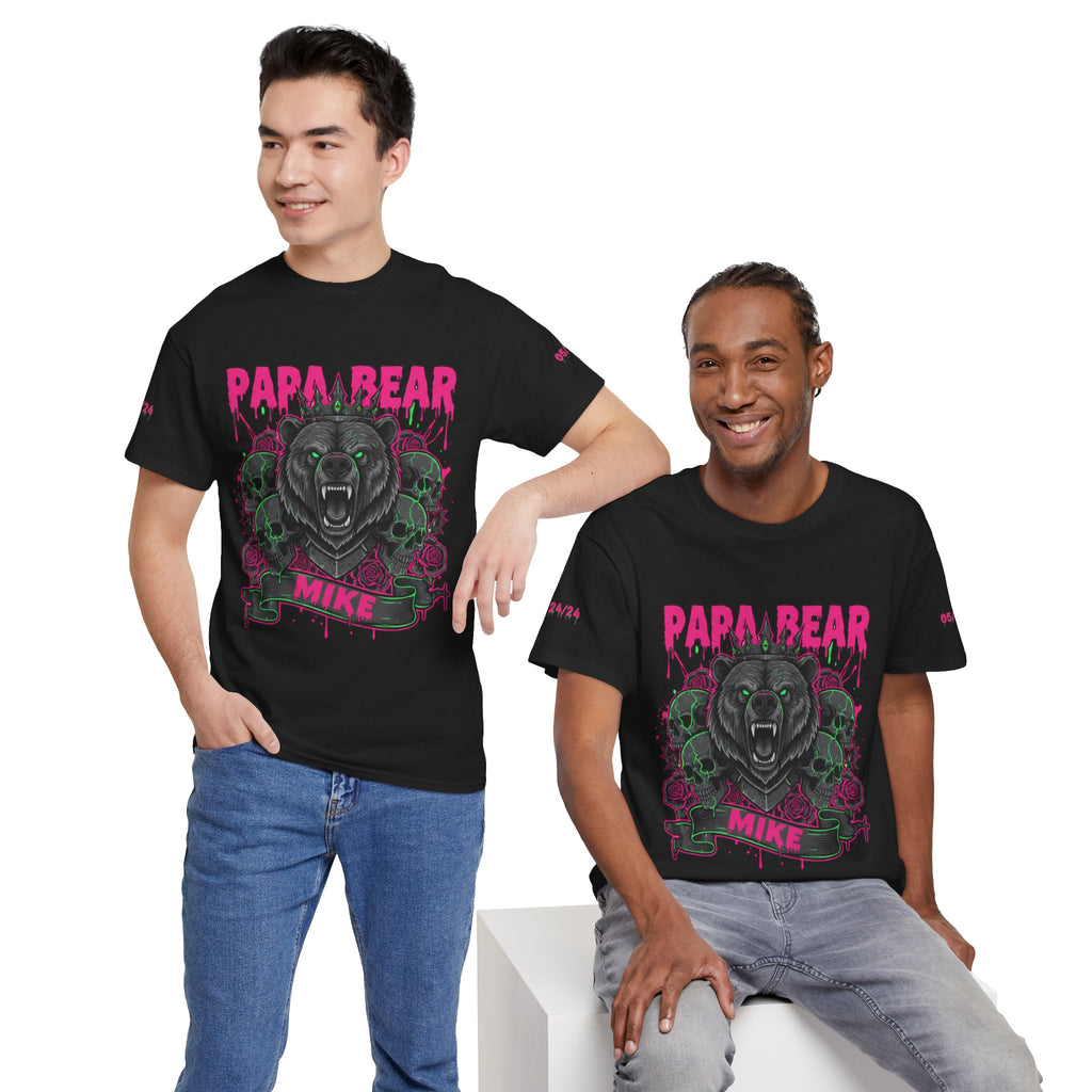 Papa Bear Personalized Tee — Dark Retro Bear "Mike" Graphic
