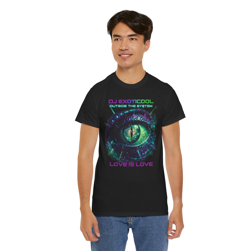 DJ Exoticool “Love Is Love” Graphic Tee — Cyber Eye DJ Concert Shirt