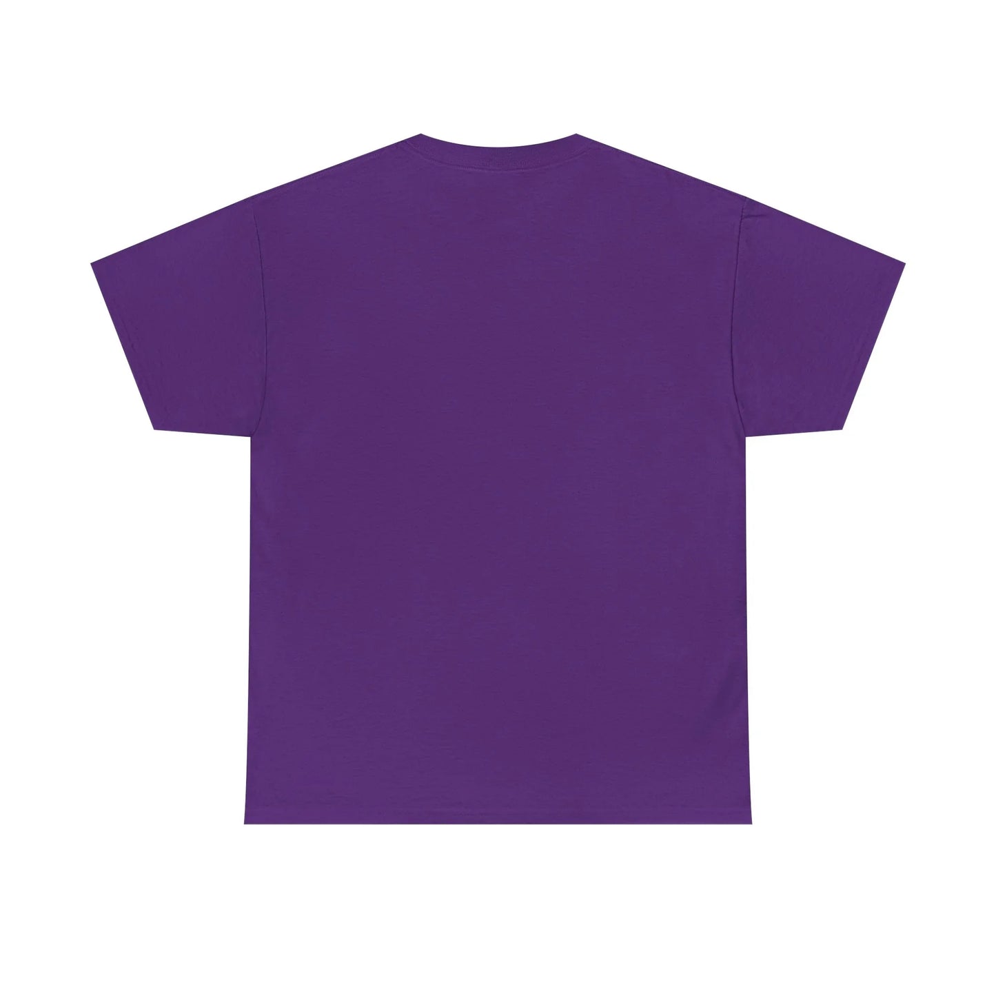 Plain purple t-shirt back view, short sleeves, casual cotton top