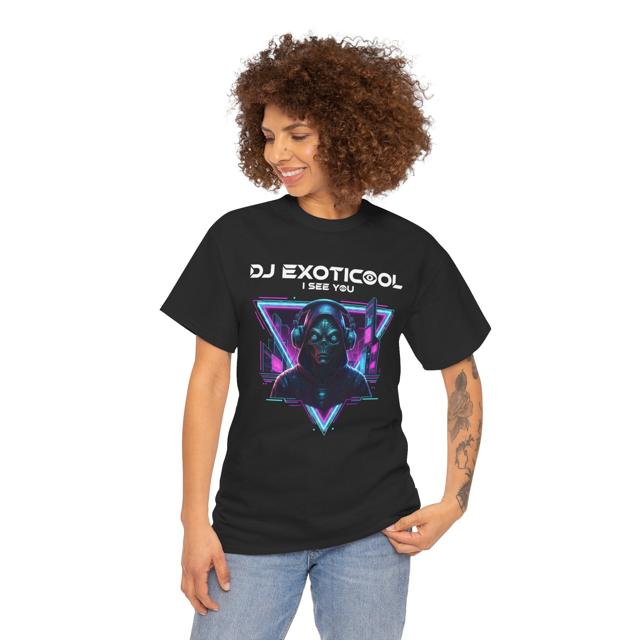 DJ Exoticool "I See You" Tee — Retro Cyberpunk Electronic Music T-Shirt