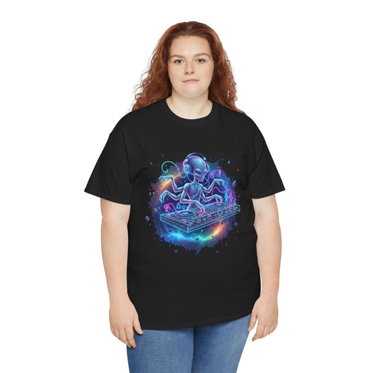 DJ ExoticCool Alien DJ T-Shirt — Neon Space Turntable Tee