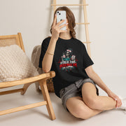 Model wearing black Vitals Fine Patience on Life Support nurse T-shirt in lifestyle setting