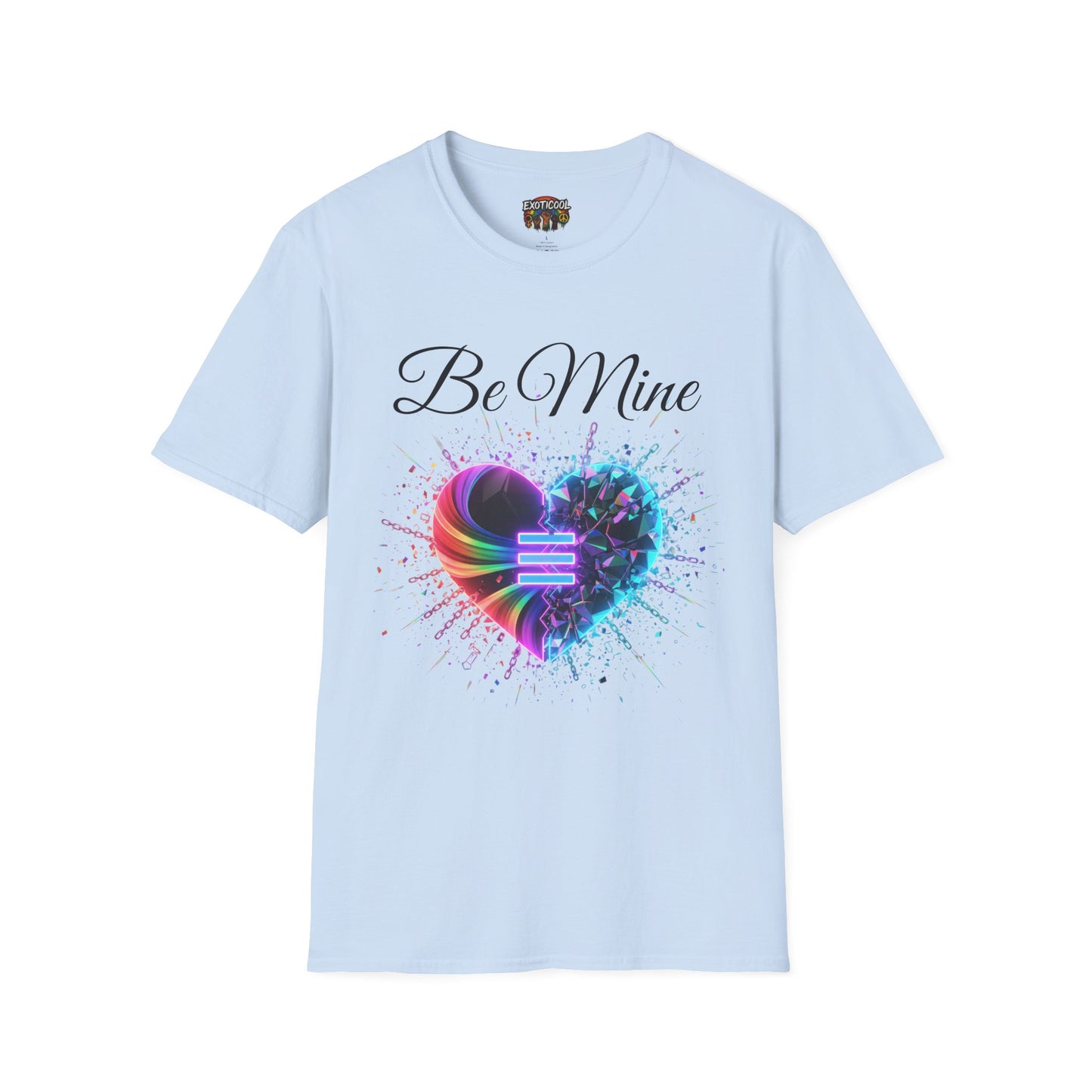 T-Shirt - "Be Mine" Rainbow Heart Equality Graphic Tee
