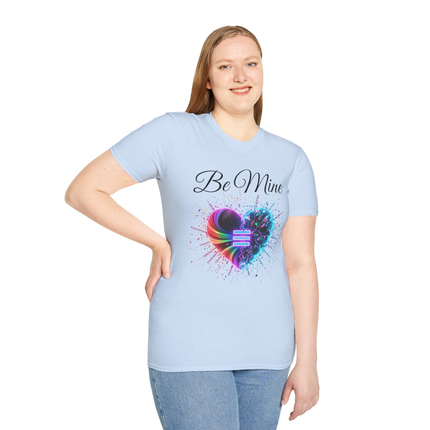 T-Shirt - "Be Mine" Rainbow Heart Equality Graphic Tee