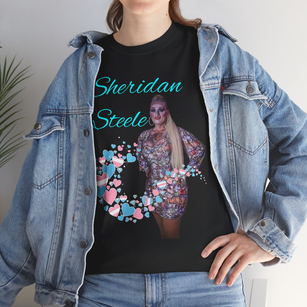 Sheridan Steele Portrait Tee — Glitter Hearts Photo Graphic T-Shirt (Trans Ally)