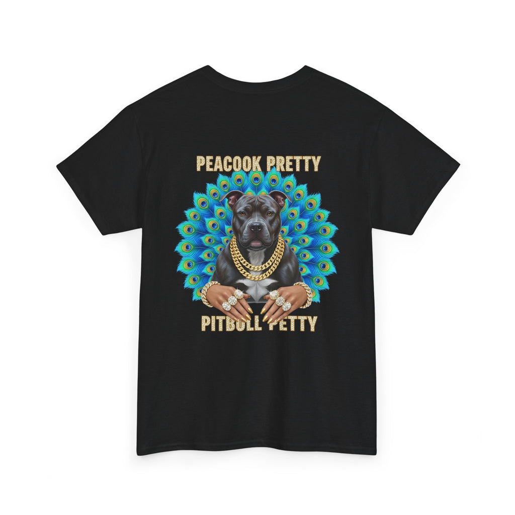 Peacock Pretty Pitbull Tee — Bold Peacock & ‘Nicki’ Graphic T-Shirt