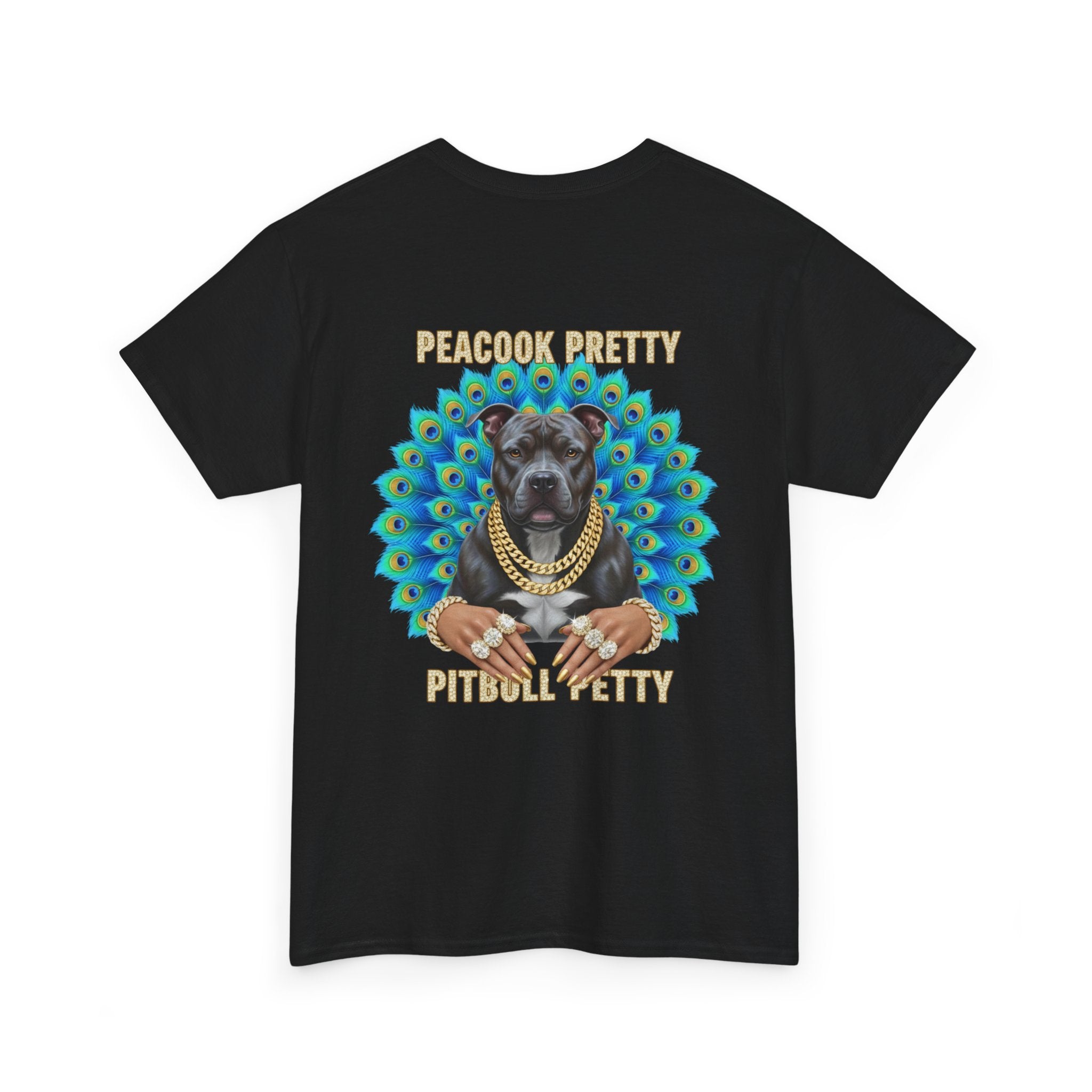 Peacock Pretty Pitbull Tee — Bold Peacock & ‘Nicki’ Graphic T-Shirt
