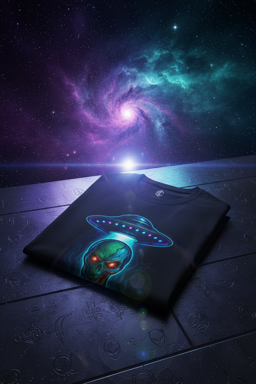 Exoticool They Don't Want You To Know alien signal tee folded — limited edition of 25 cyberpunk streetwear

