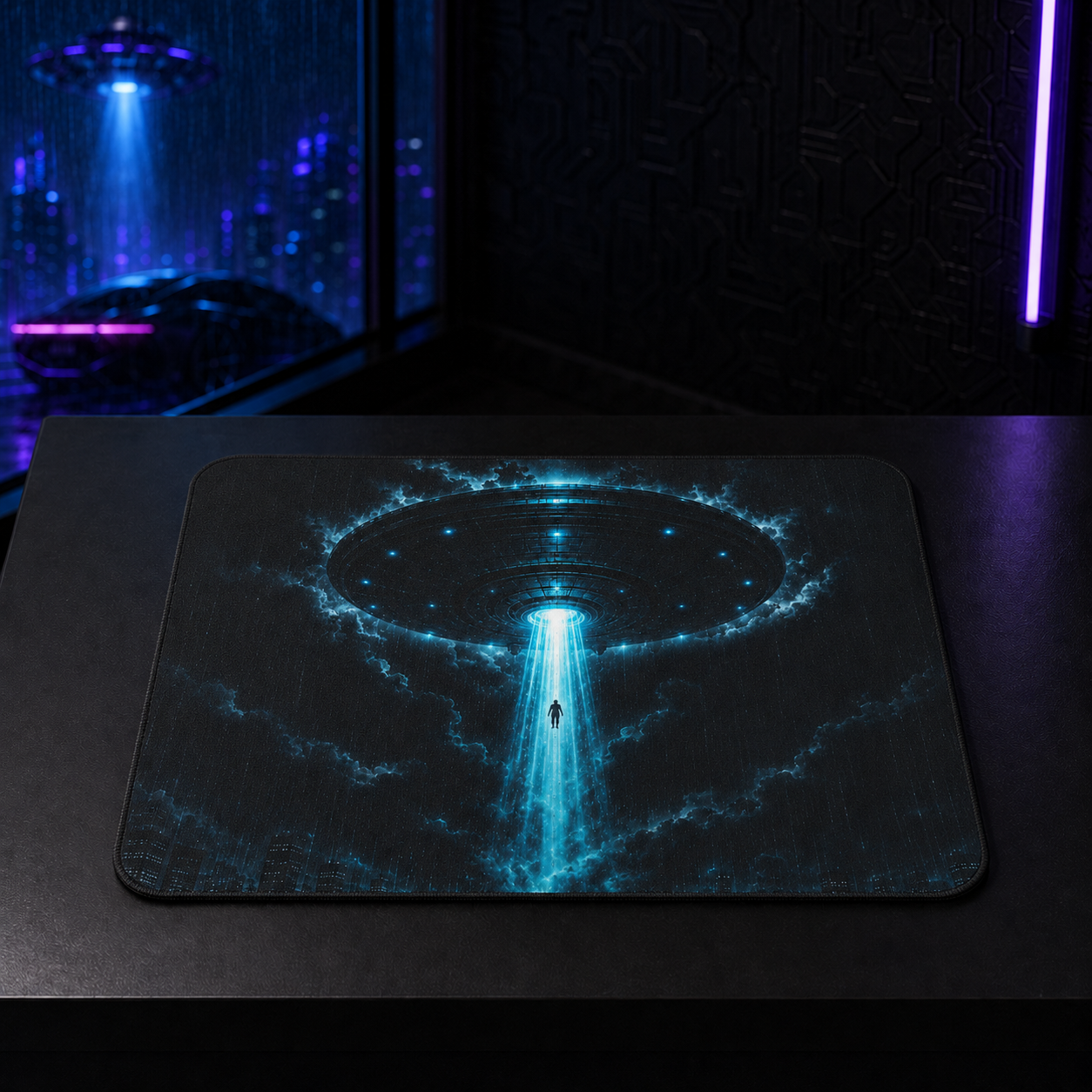 UFO Abduction Mouse Pad — Alien Desk Accessory
