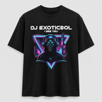 DJ Exoticool I See You black cyberpunk graphic tee front view