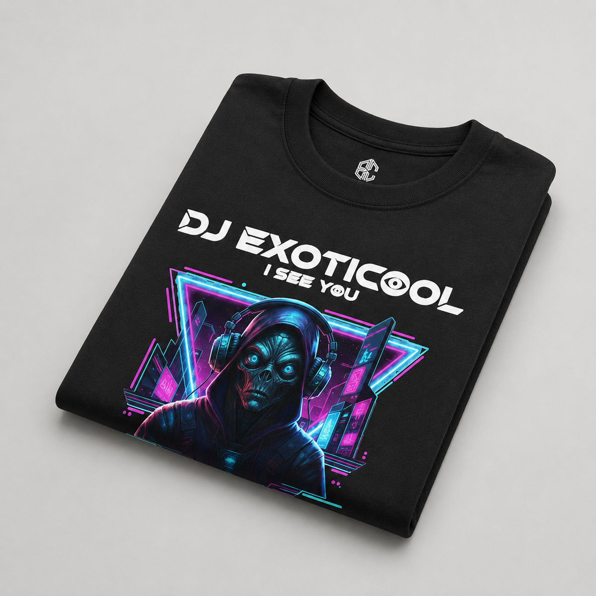 Folded DJ Exoticool I See You black heavyweight graphic tee