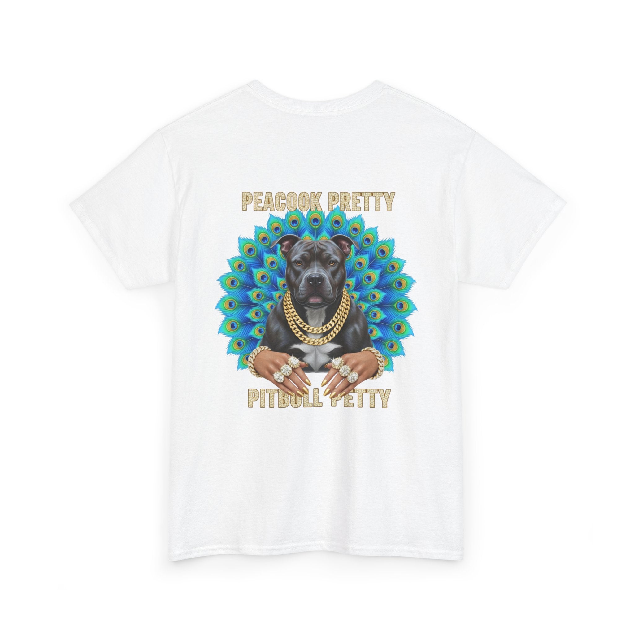 Peacock Pretty Pitbull Tee — Bold Peacock & ‘Nicki’ Graphic T-Shirt