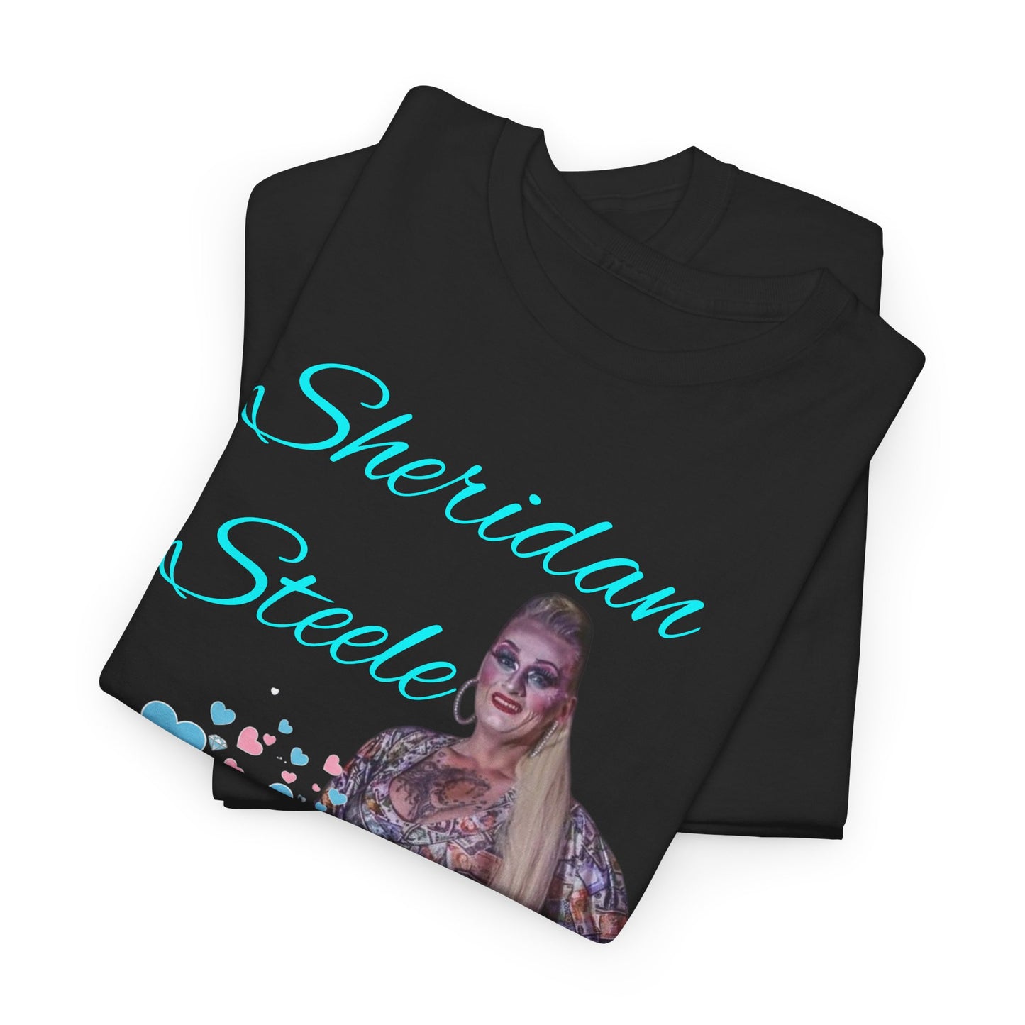 Sheridan Steele Portrait Tee — Glitter Hearts Photo Graphic T-Shirt (Trans Ally)