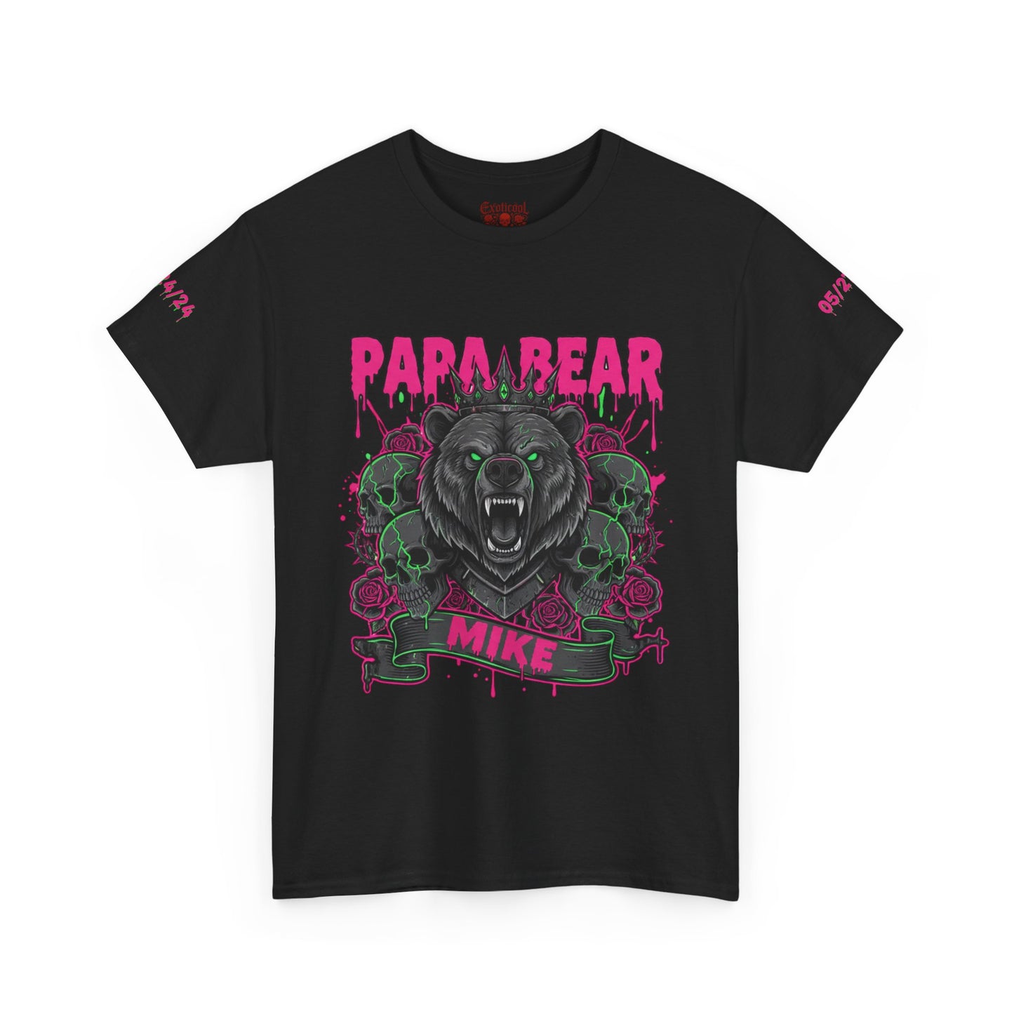 Papa Bear Personalized Tee — Dark Retro Bear "Mike" Graphic