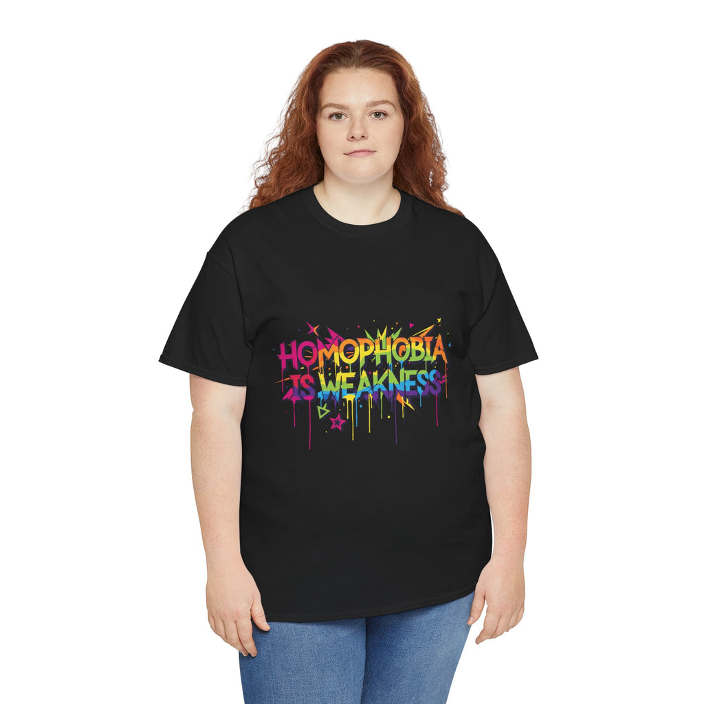 "Homophobia Is Weakness" Rainbow Graffiti T-Shirt