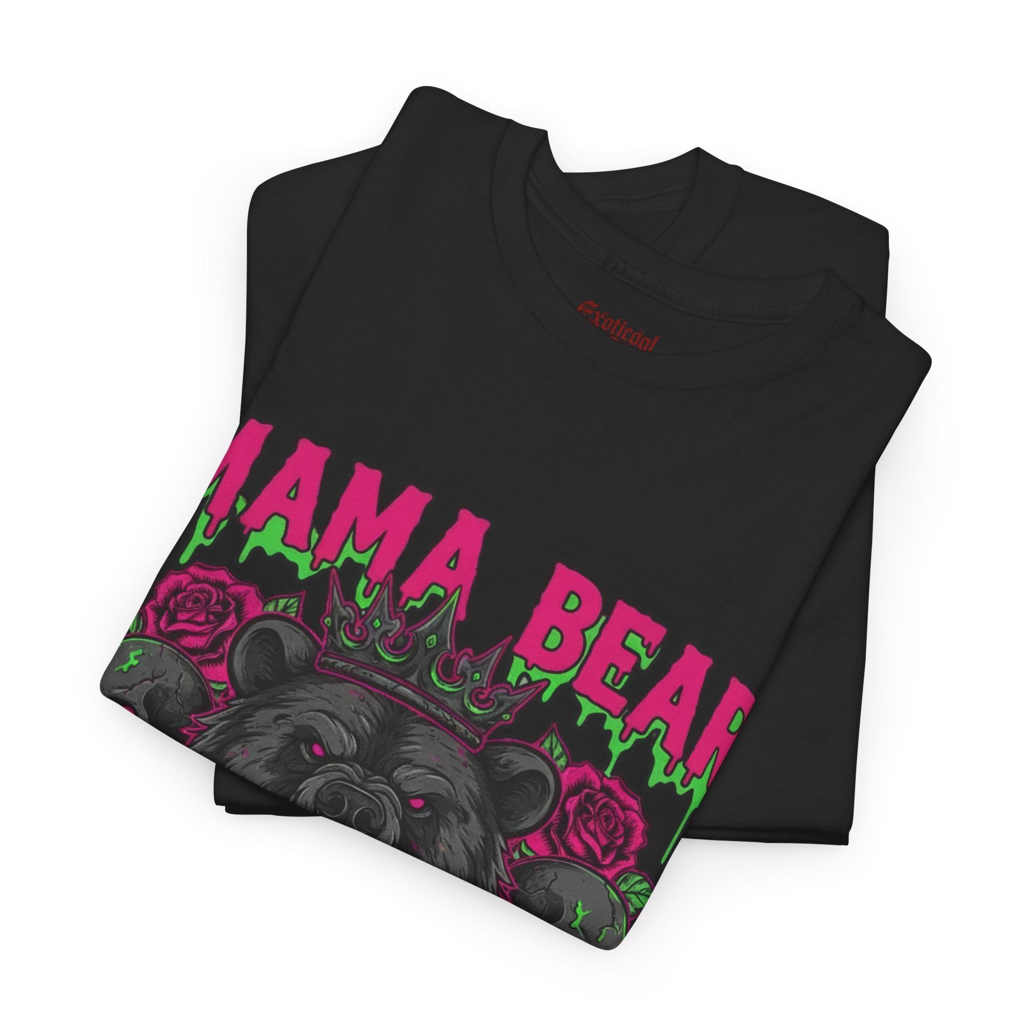 Momma Bear Floral Skull Tee — Bold Gothic Bear Graphic
