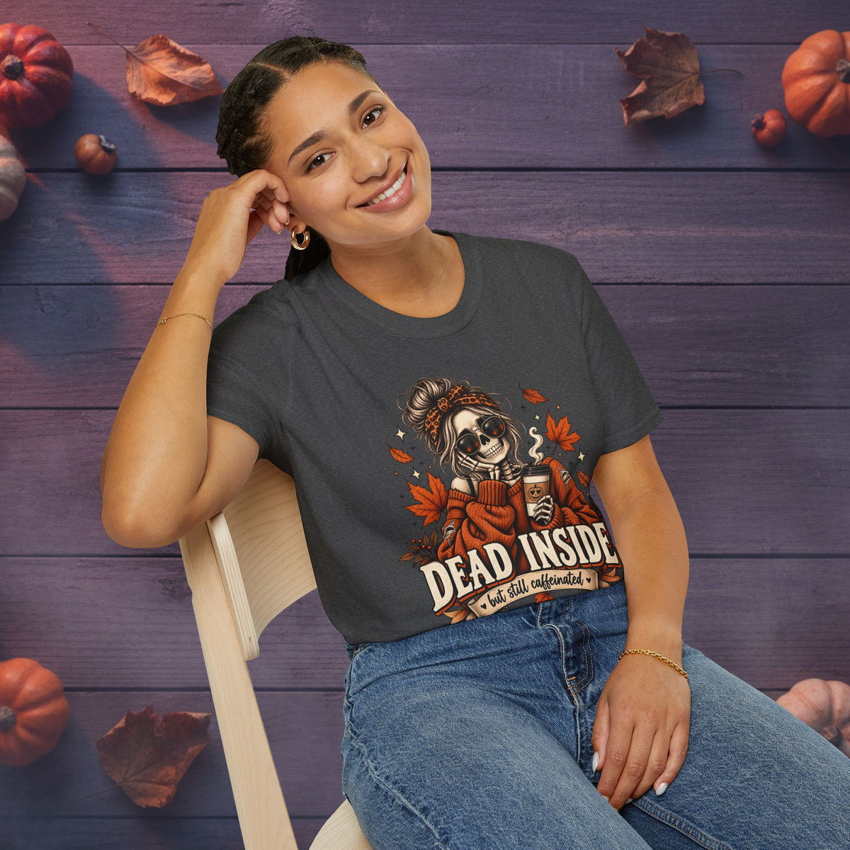 Dead Inside But Still Caffeinated — Halloween Graphic Tee