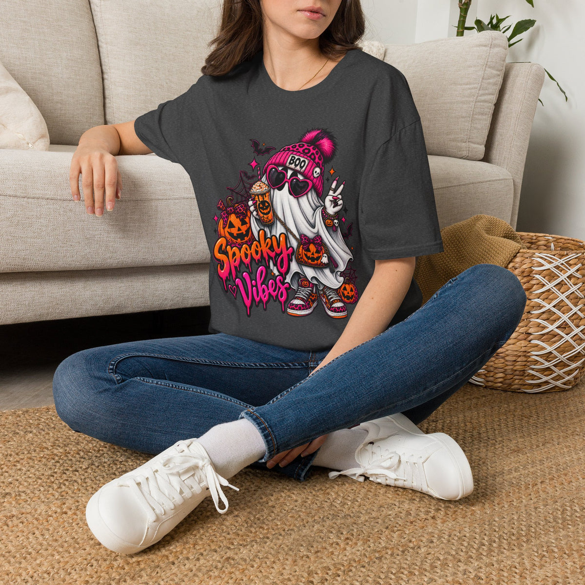 Spooky Vibes Ghost — Funny Halloween Graphic Tee