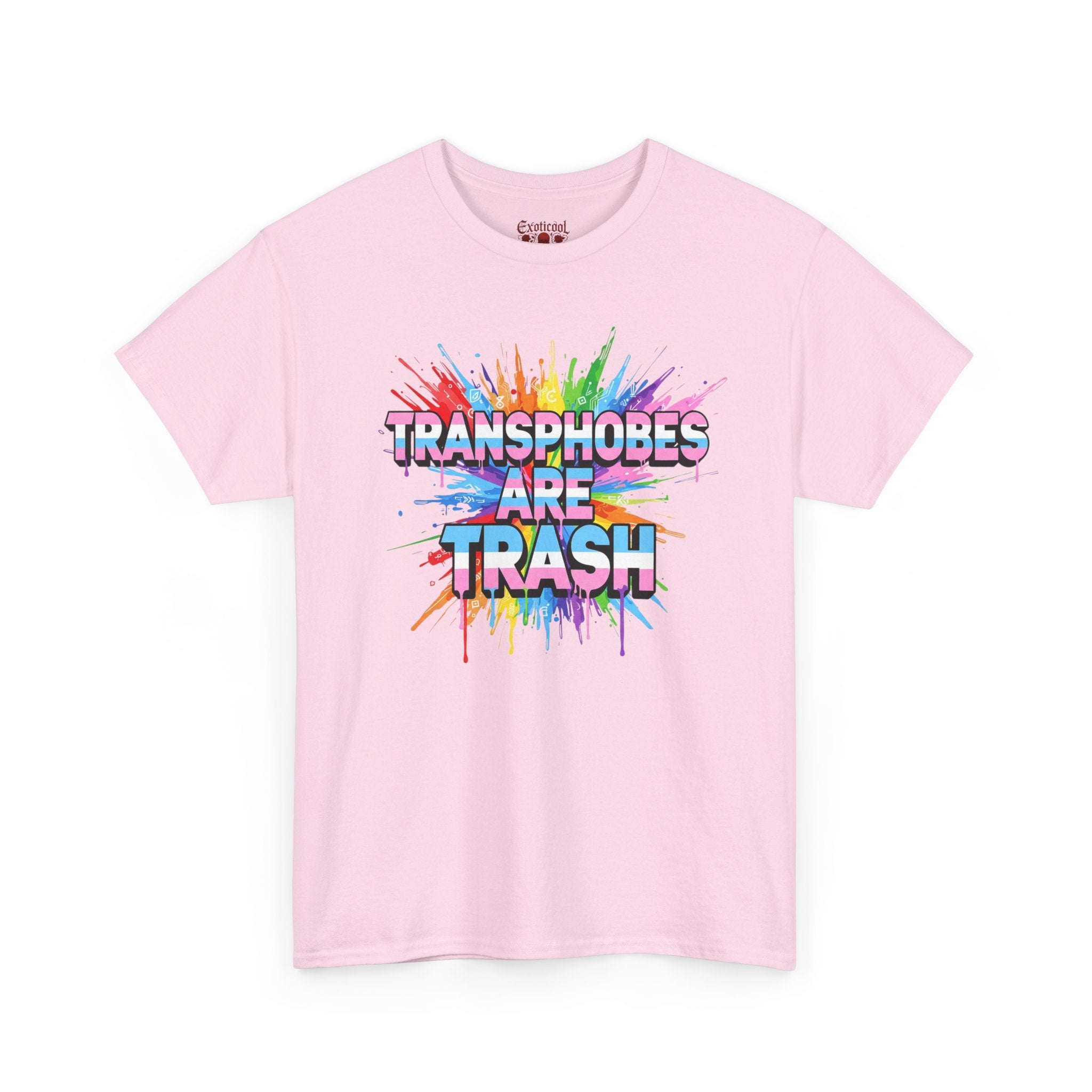 Transphobes Are Trash Tee — Pride Rainbow Activist T-Shirt Light Pink