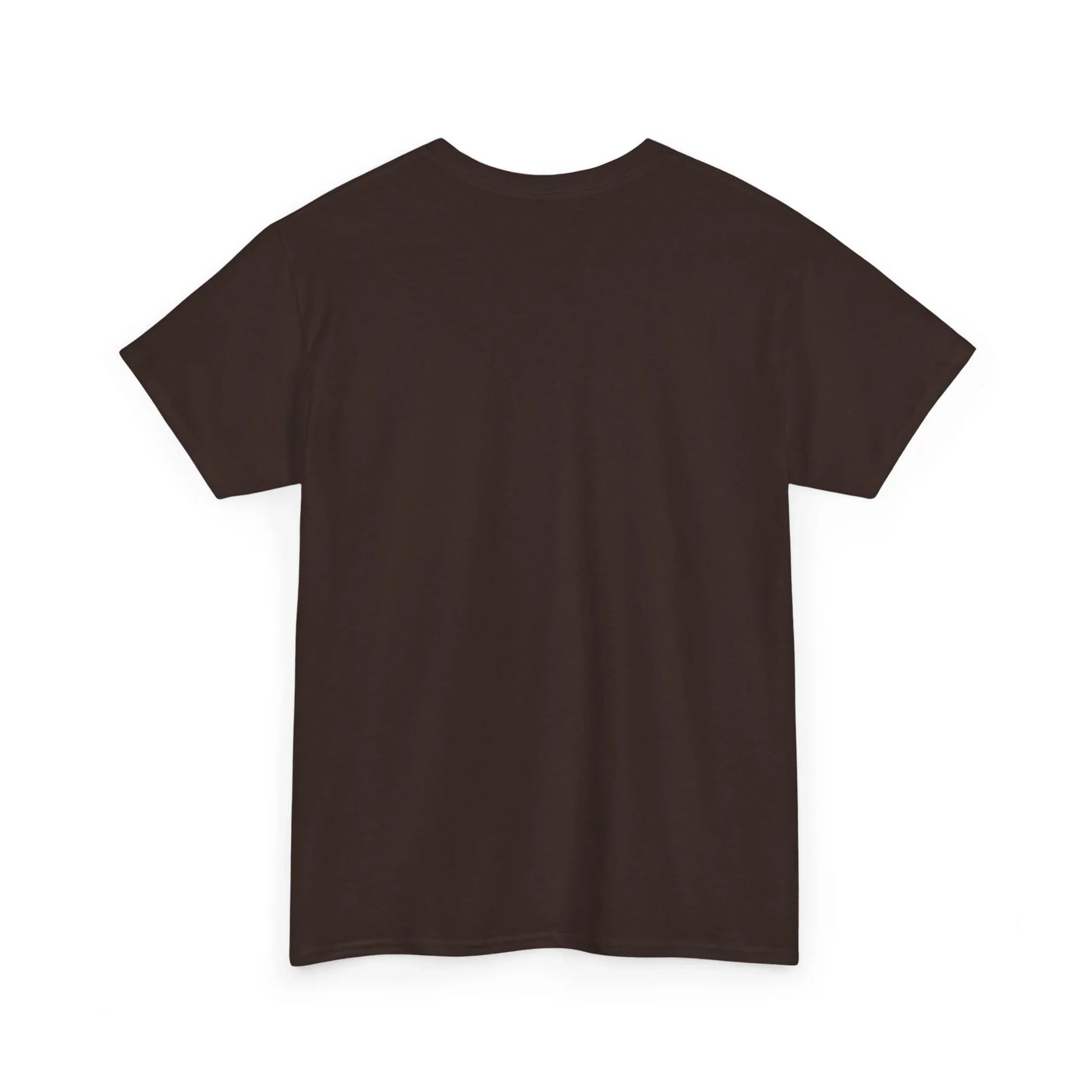 plain brown short sleeve t-shirt back view on white background