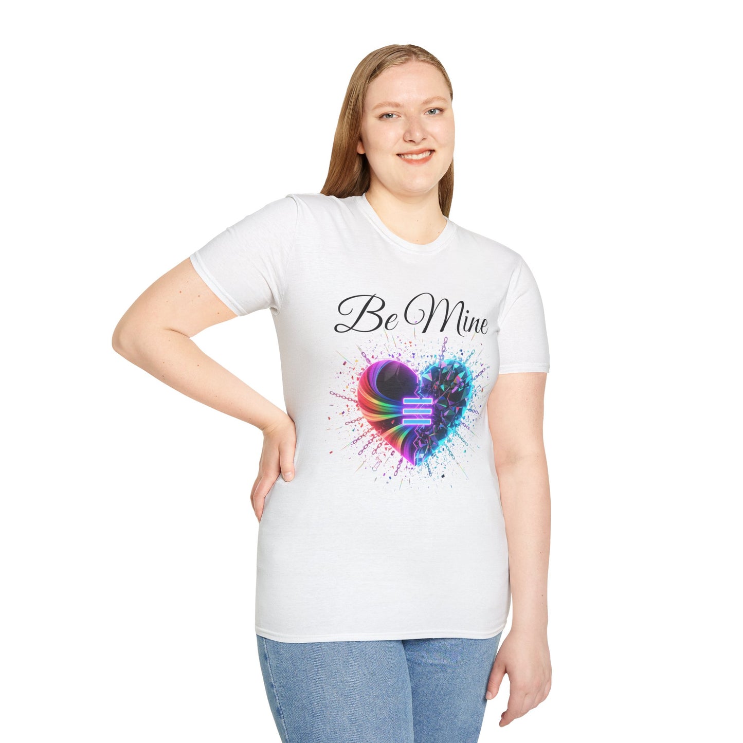 T-Shirt - "Be Mine" Rainbow Heart Equality Graphic Tee