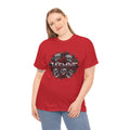 Skull Circle Graphic Tee — "JASMINE" Heavy Cotton Rock T-Shirt Red