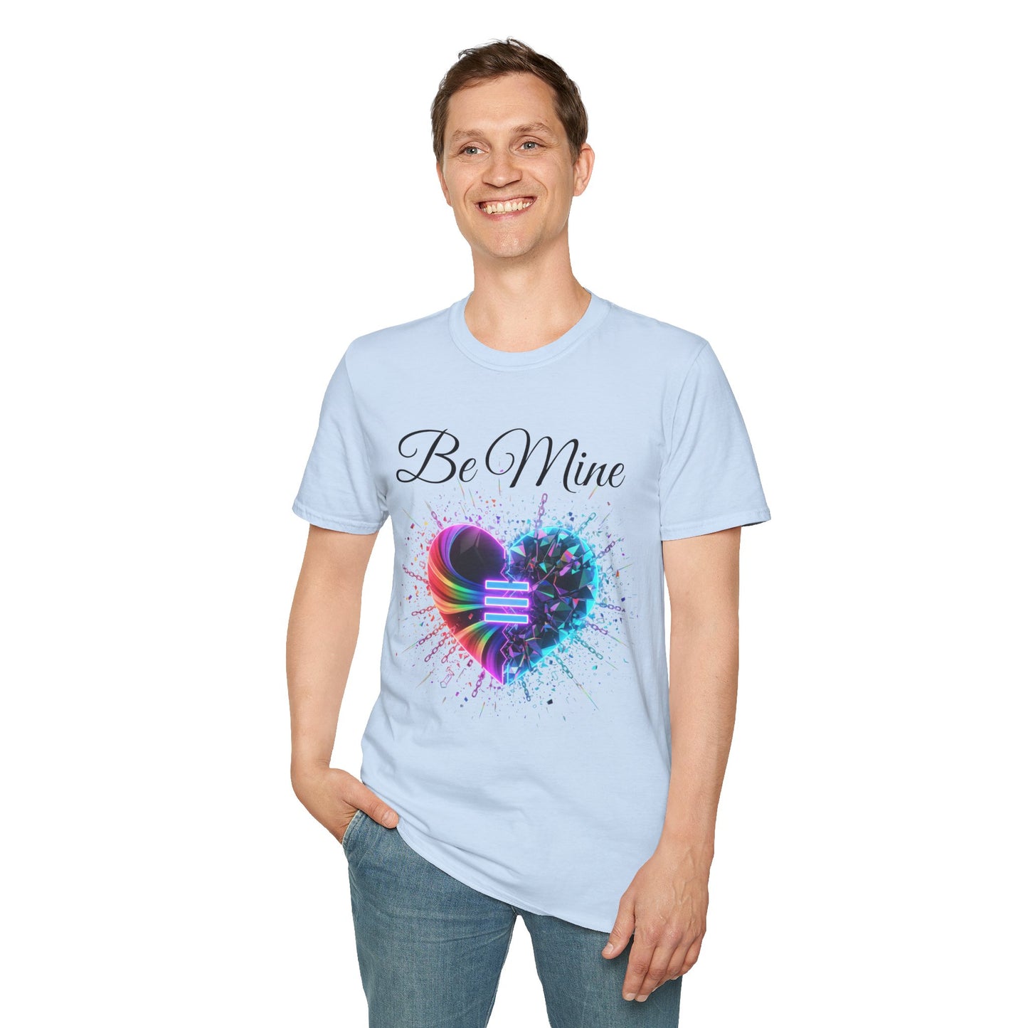 T-Shirt - "Be Mine" Rainbow Heart Equality Graphic Tee