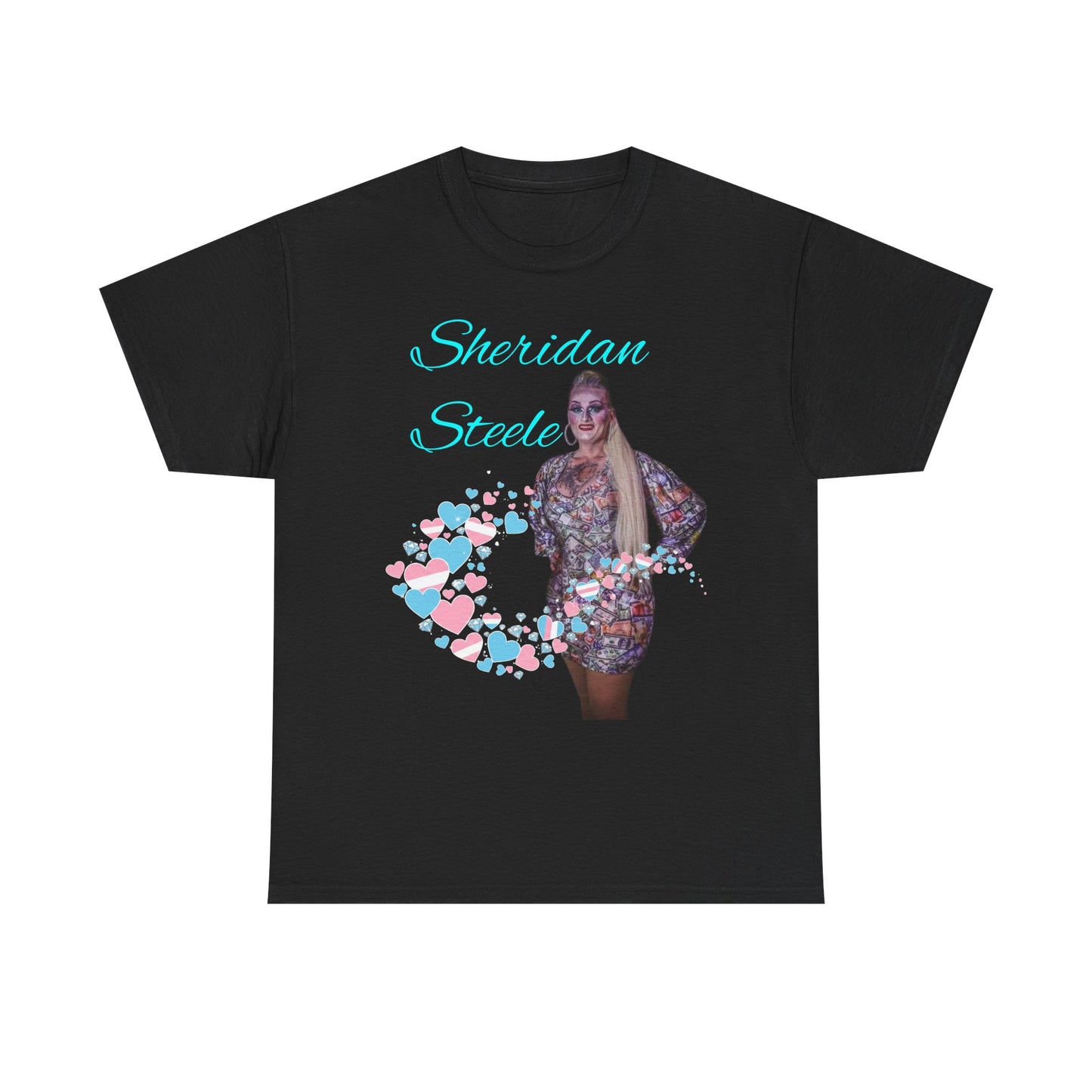 Sheridan Steele Portrait Tee — Glitter Hearts Photo Graphic T-Shirt (Trans Ally)