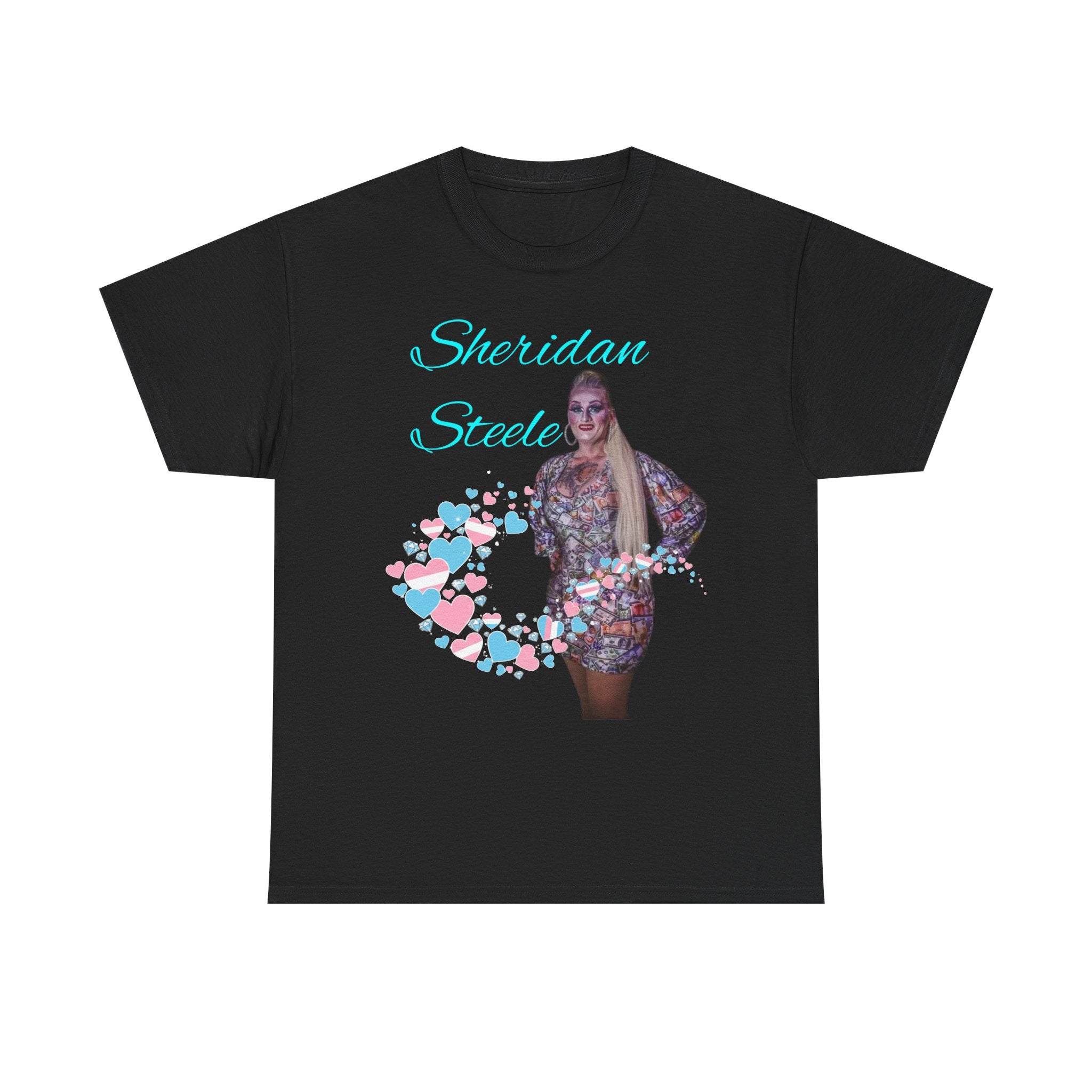 Sheridan Steele Portrait Tee — Glitter Hearts Photo Graphic T-Shirt (Trans Ally)
