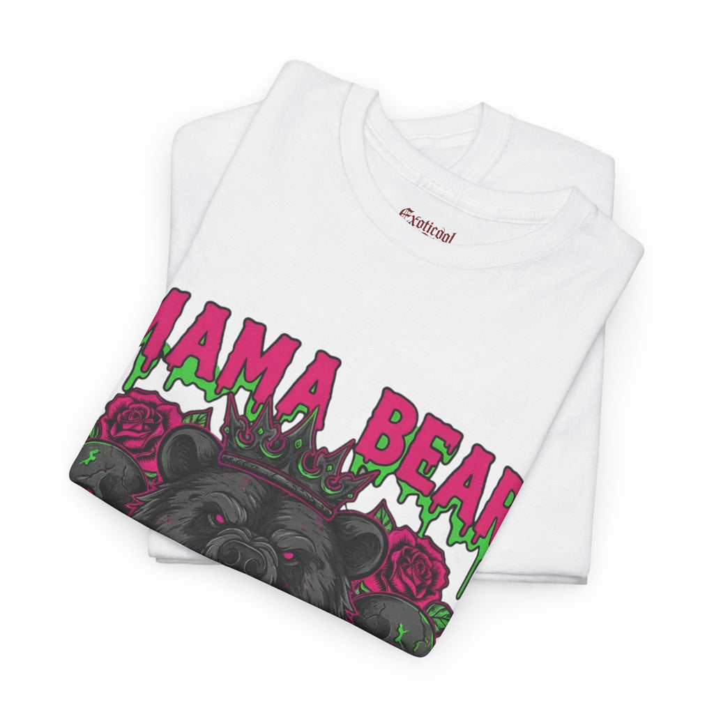 Momma Bear Floral Skull Tee — Bold Gothic Bear Graphic