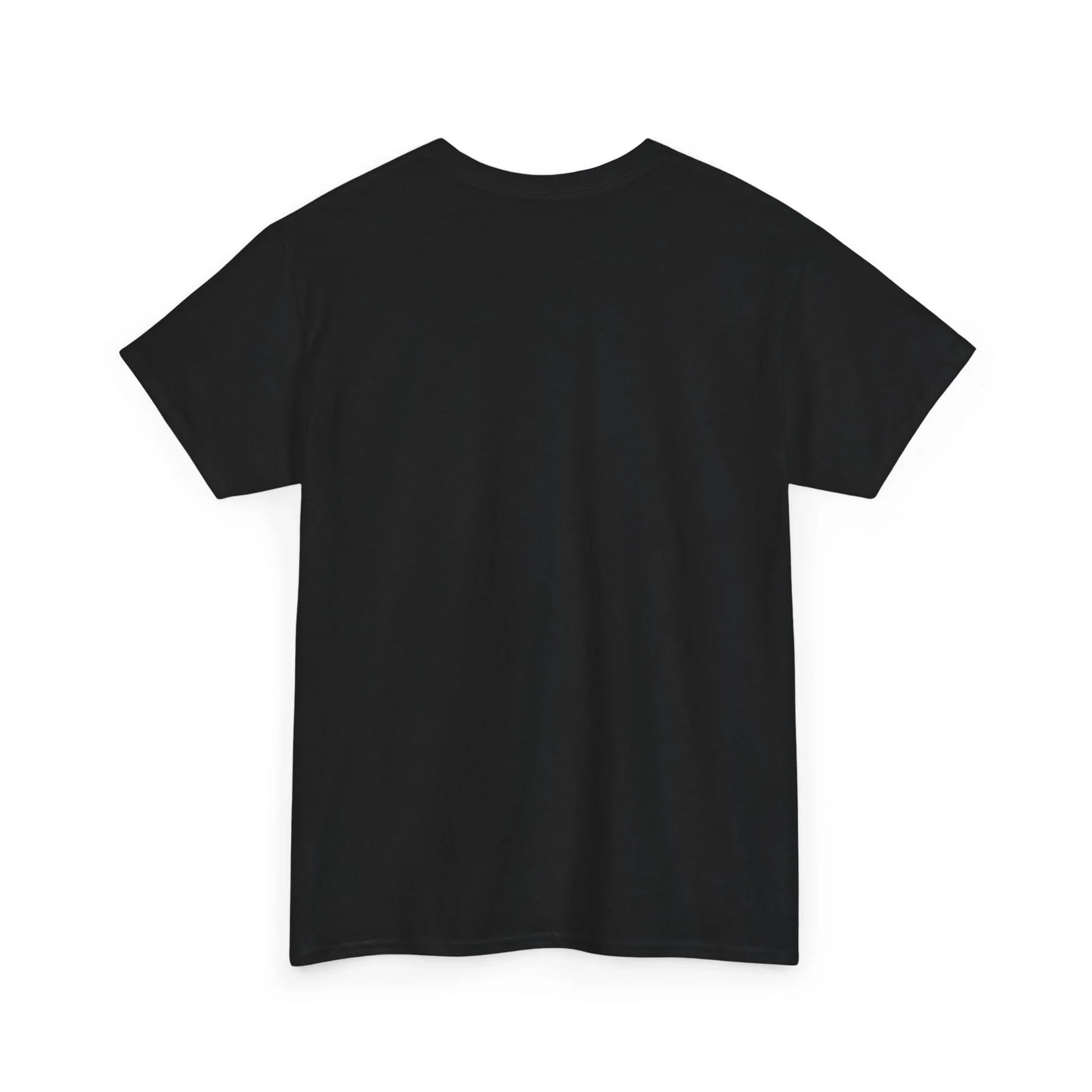 Plain black unisex t-shirt back view on white background