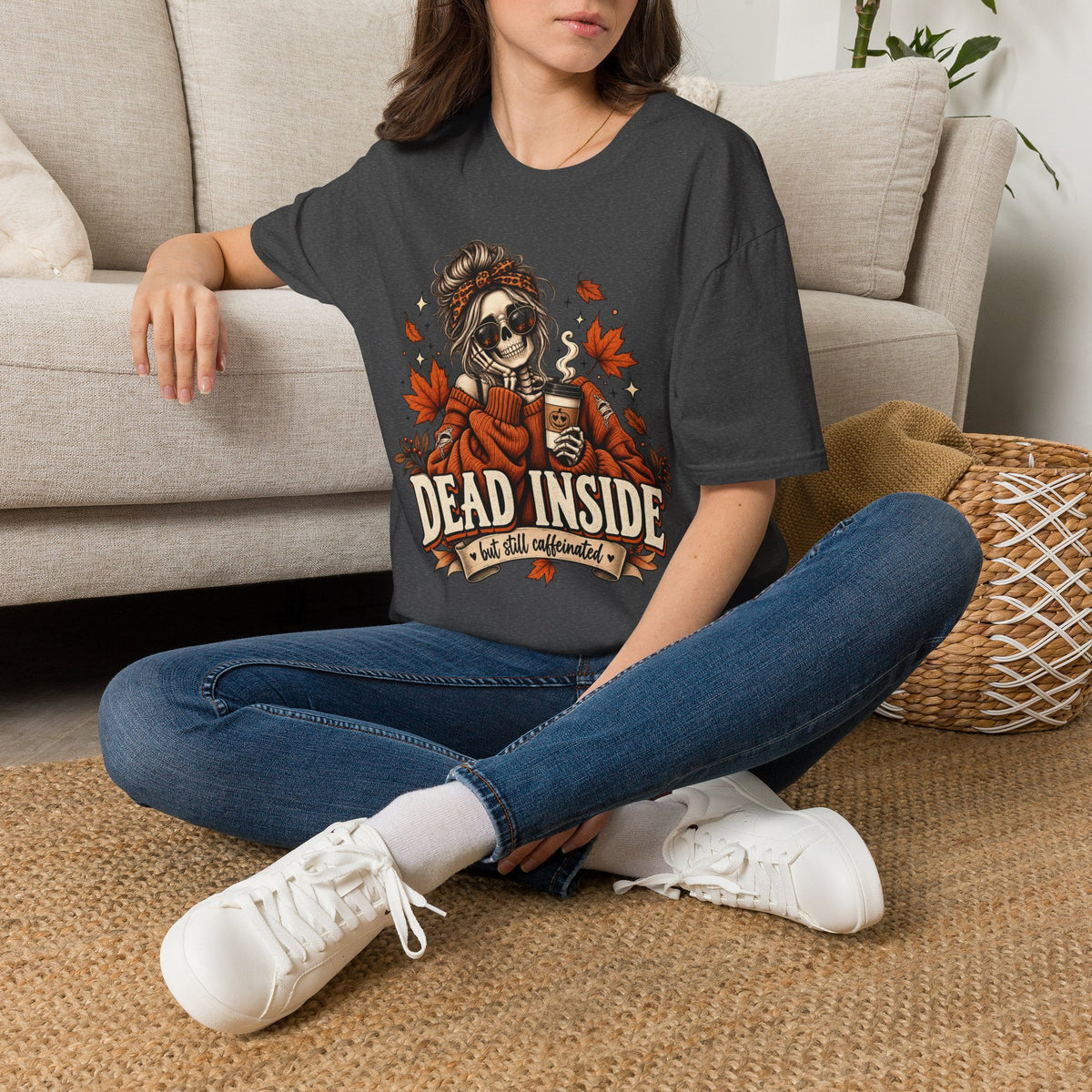 Dead Inside But Still Caffeinated — Halloween Graphic Tee