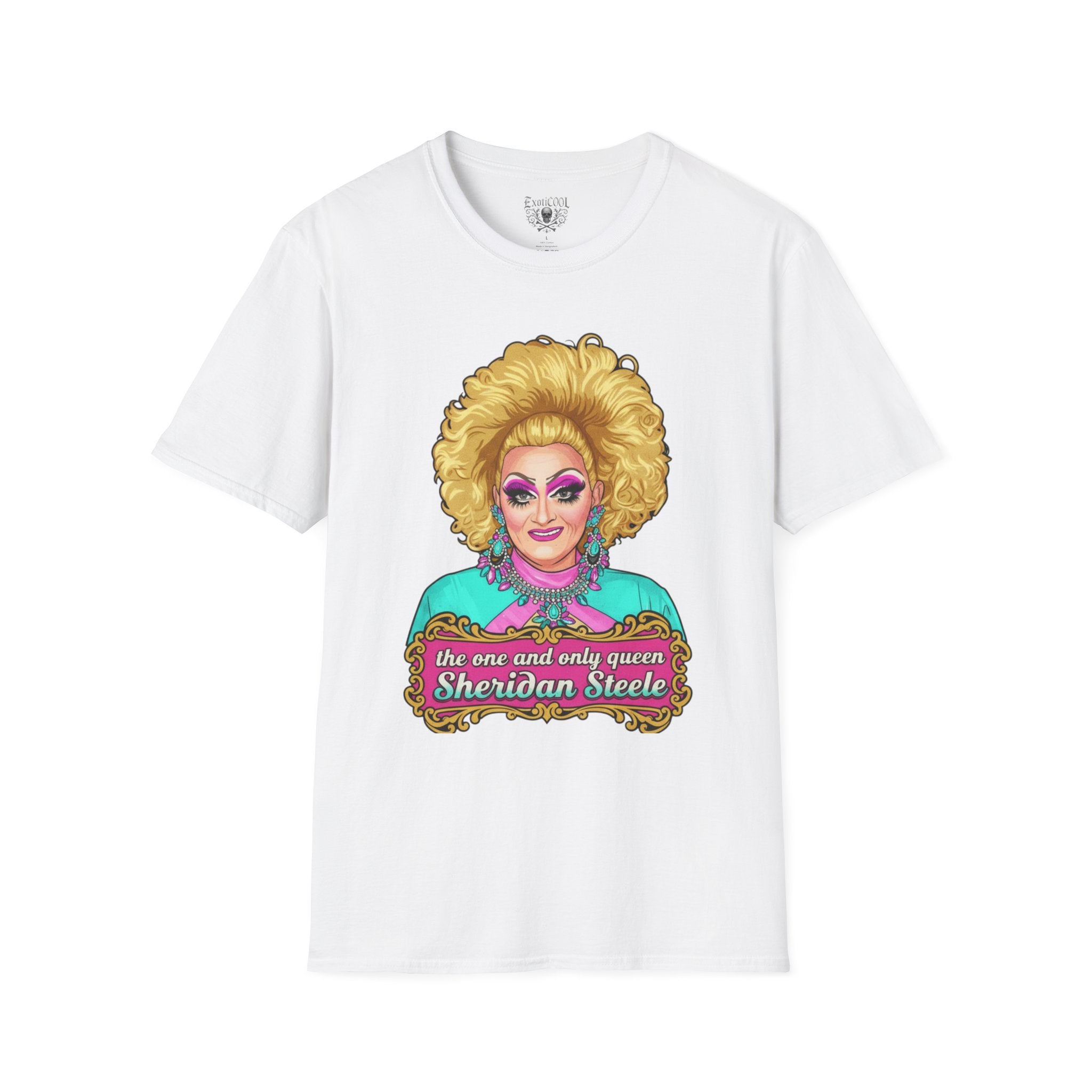 Sheridan Steele Queen Portrait T-Shirt — 'the one and only queen' Drag Pride Tee White