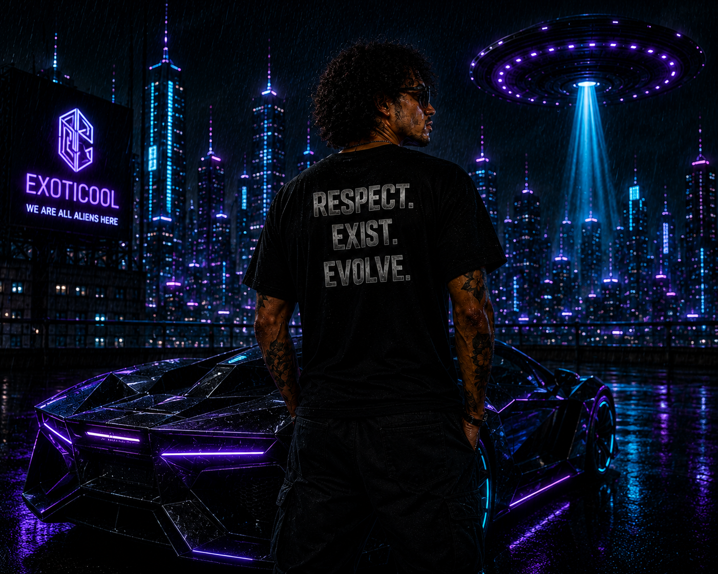 Back view of the Transphobes Are Trash tee showing the Respect. Exist. Evolve. design.