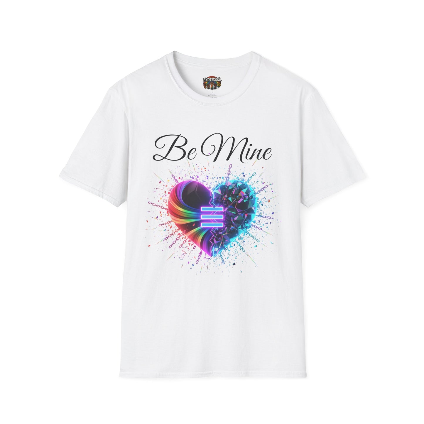 T-Shirt - "Be Mine" Rainbow Heart Equality Graphic Tee
